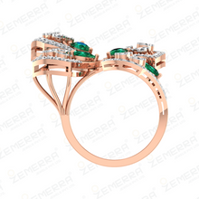 Top Rated 14K Gold Diamond Green Pear Cut Stone Butterfly Ring Sarafa Bazar India