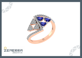 Unique Designs 14K Rose Gold Diamond Rings Sarafa Bazar India