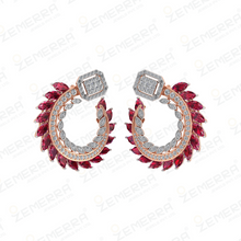 Timeless 14KT Gold Diamond Earrings With Marquise ruby Stone Sarafa Bazar India