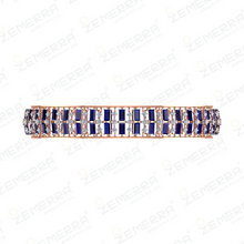Stylish Diamond Bangles With Blue Buguette Stone in 14K Gold Sarafa Bazar India