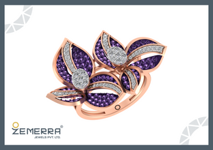 Trending Now 14K Gold Diamond Floral Shape Ring For Her Sarafa Bazar India