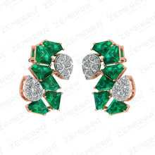 Natural Gemstone Stud Earrings in 14K Rose Gold Sarafa Bazar India