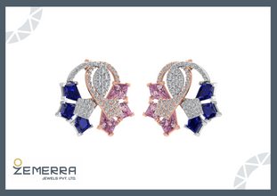 Stylish 14K Rose Gold pair of women's diamond earrings