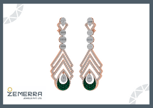 Unique Diamond Dangle Earrings with a 14KT Rose gold