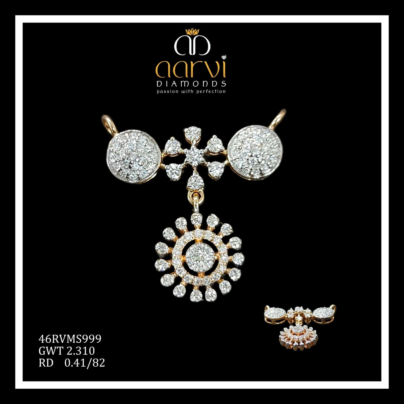 Diamond Mangalsutra Pendant Sarafa Bazar India