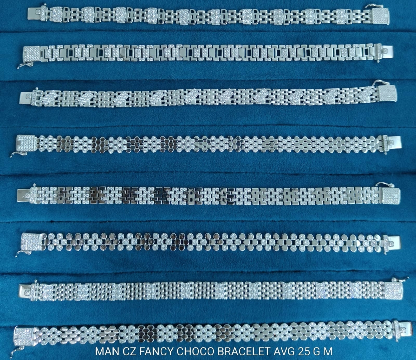 925 Silver Man CZ Fancy Choco Bracelet Sarafa Bazar India