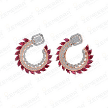 Timeless 14KT Gold Diamond Earrings With Marquise ruby Stone Sarafa Bazar India