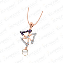 Trendy 14K Rose Gold Diamond Pendant Set with Pearl Asset Sarafa Bazar India