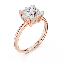 Princess Cut Lab Grown Diamond Women's Ring 9Kt Rose Gold LR-65 Sarafa Bazar India