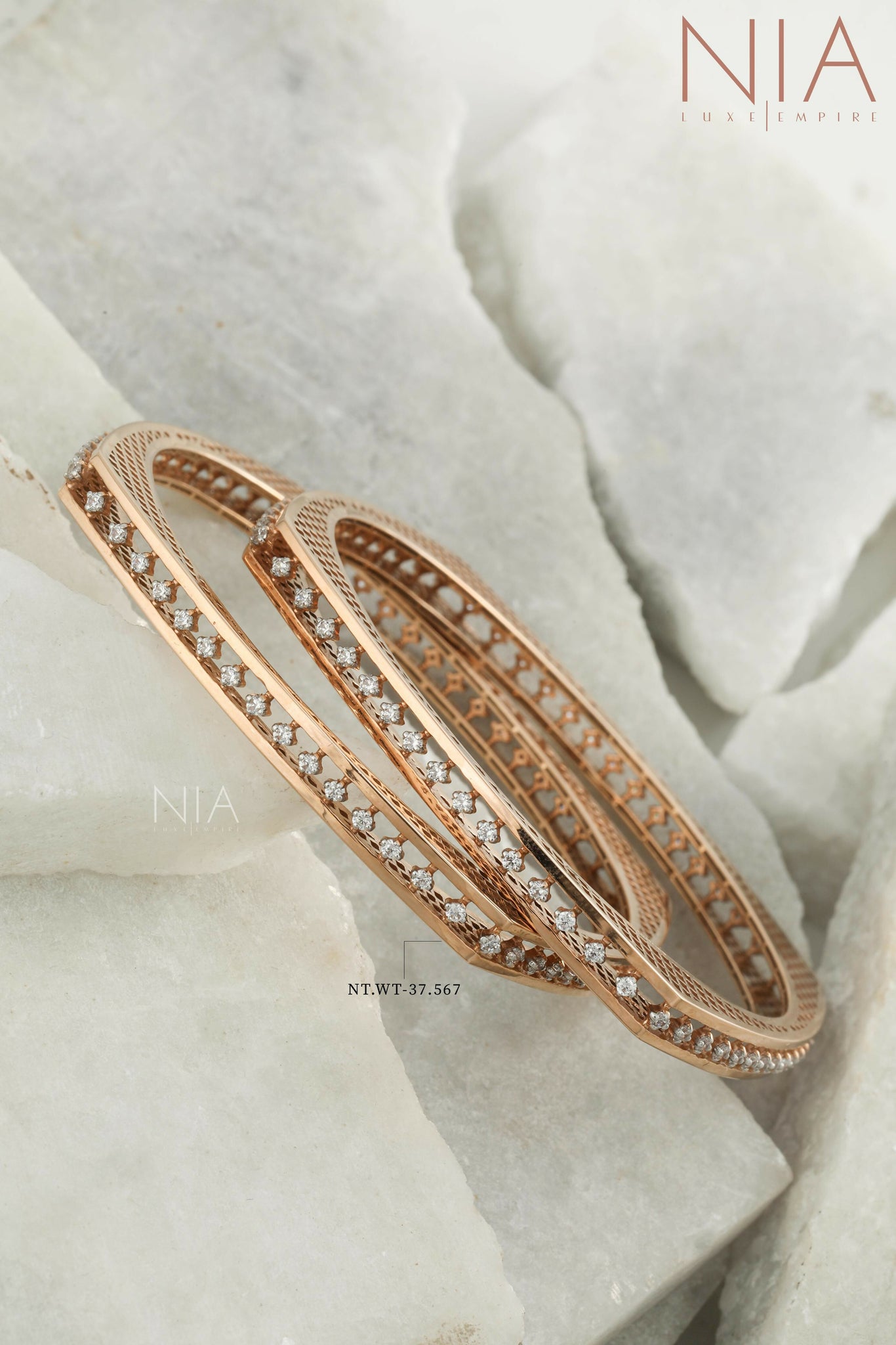 Rose Gold CZ Bangles Sarafa Bazar India