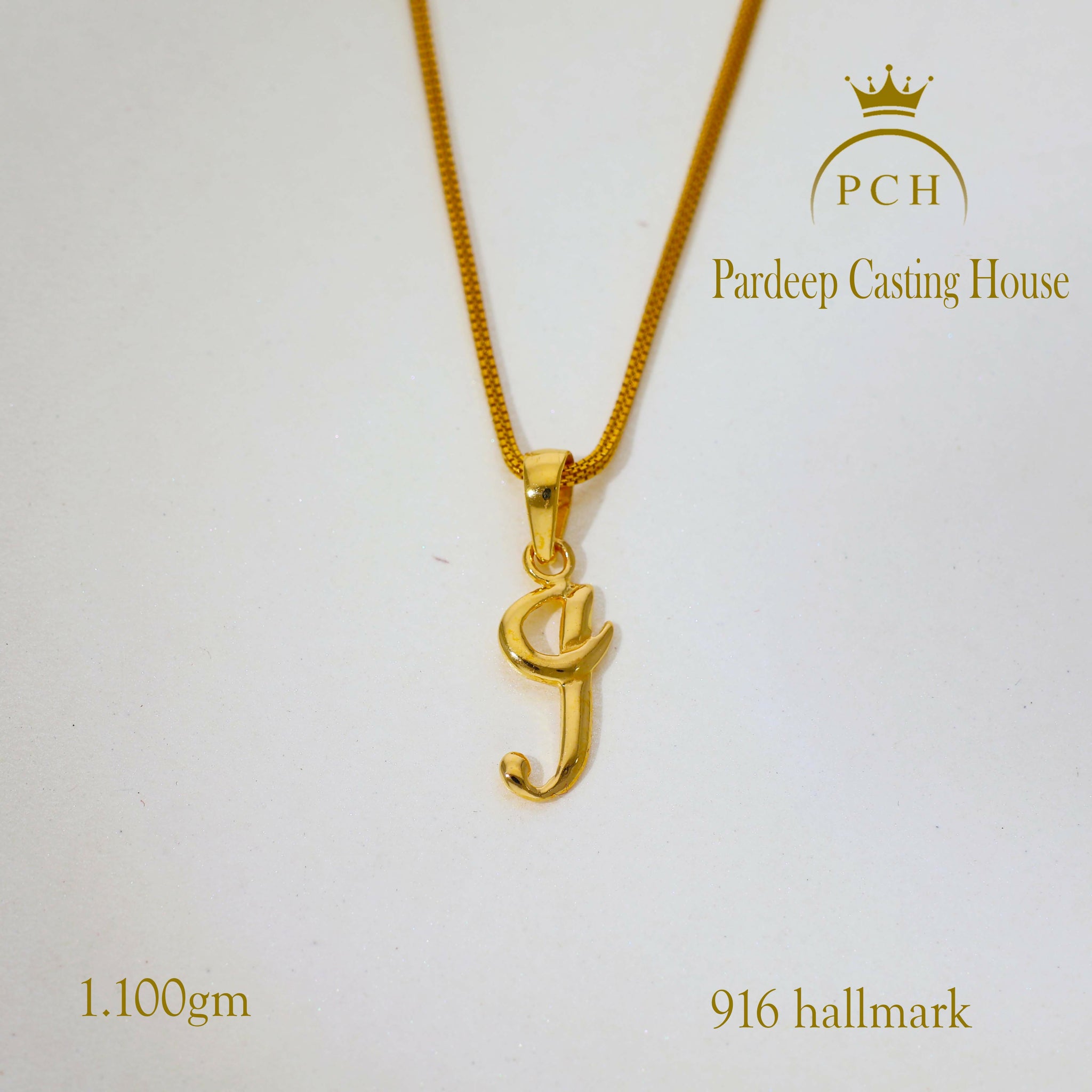 The Alphabet I Plain Yellow Gold Pendant Sarafa Bazar India