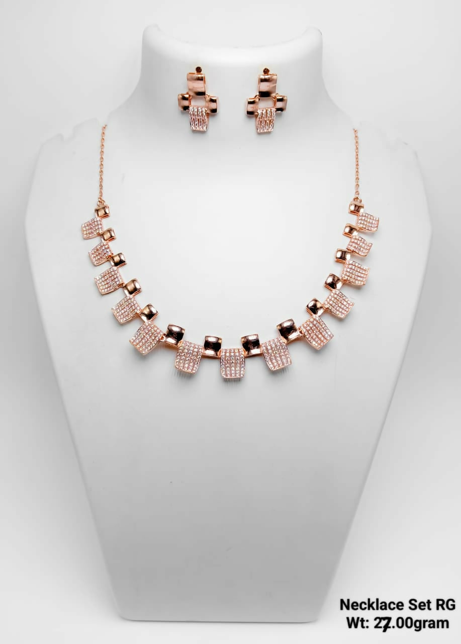 925 Silver Gold Plated Necklace Set Sarafa Bazar India