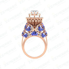 14K Rose Gold Diamond Double Halo Ring - New Design Sarafa Bazar India