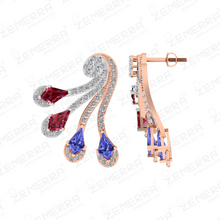 14K Gold Diamond Flowing Curve Drop Pendant Set Sarafa Bazar India