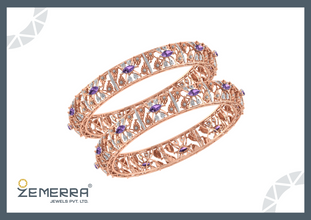14K Rose Gold Diamond Bangles Fine Jewelry For Women