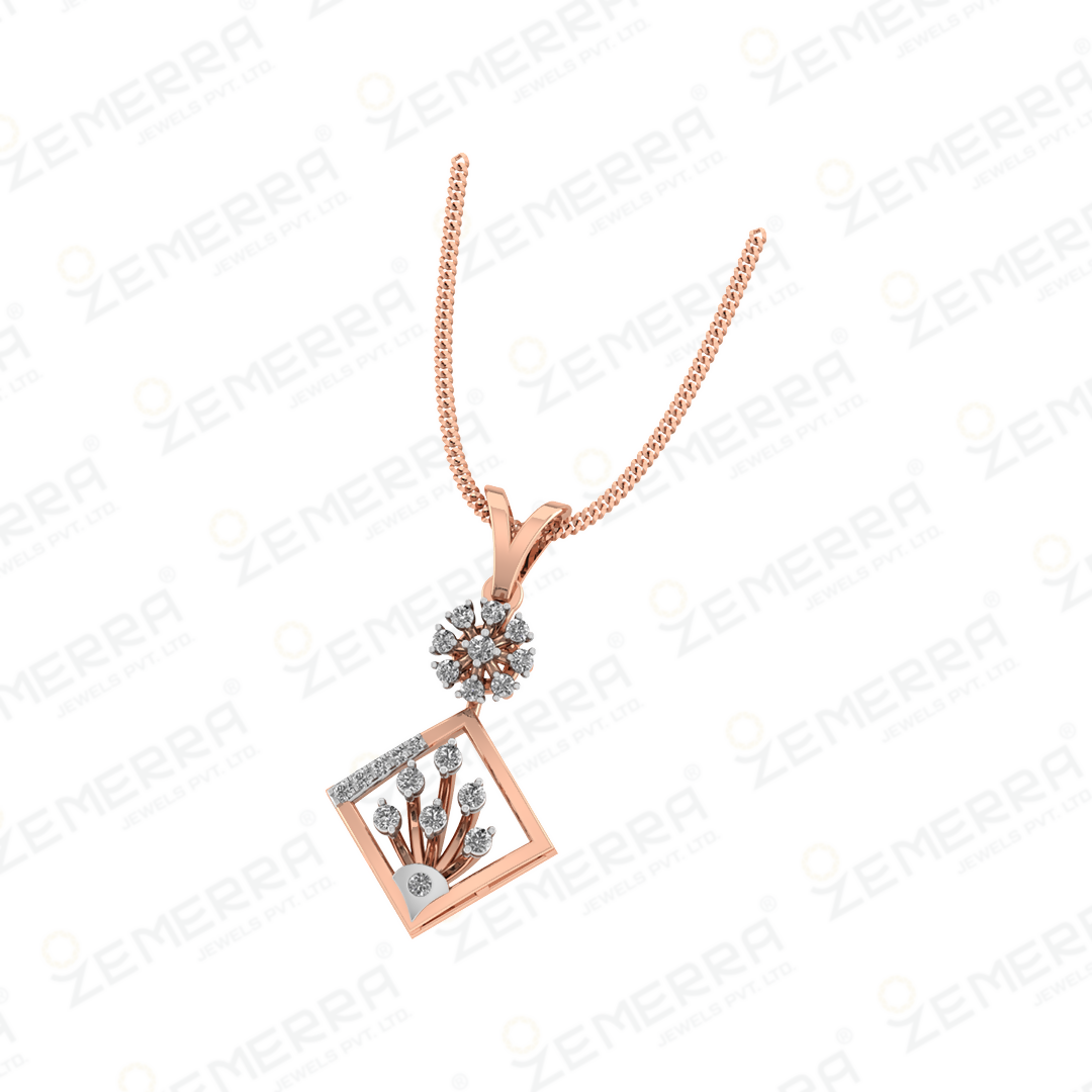 14K Rose Gold Diamond Pendant Set – Hot Selling Sarafa Bazar India