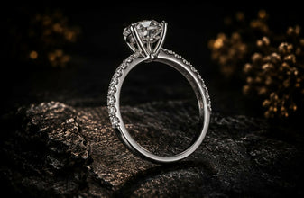 Round Cut Lab Grown Diamond Women's Ring 9Kt White Gold LR-6 Sarafa Bazar India
