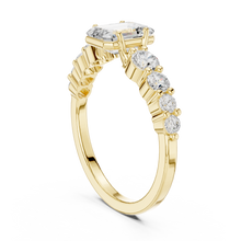 Emerald Cut Lab Grown Diamond Women's Ring 9Kt Yellow Gold LR-69 Sarafa Bazar India