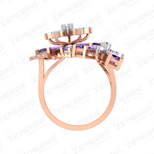 Modern 14K Rose Gold Diamond Floral Ring Sarafa Bazar India