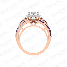 Premium 14K Rose Gold Diamond Engagement Halo Ring Sarafa Bazar India