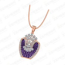 14K Gold Diamond Flower Cluster Pendant Set with Ruby Stone Sarafa Bazar India