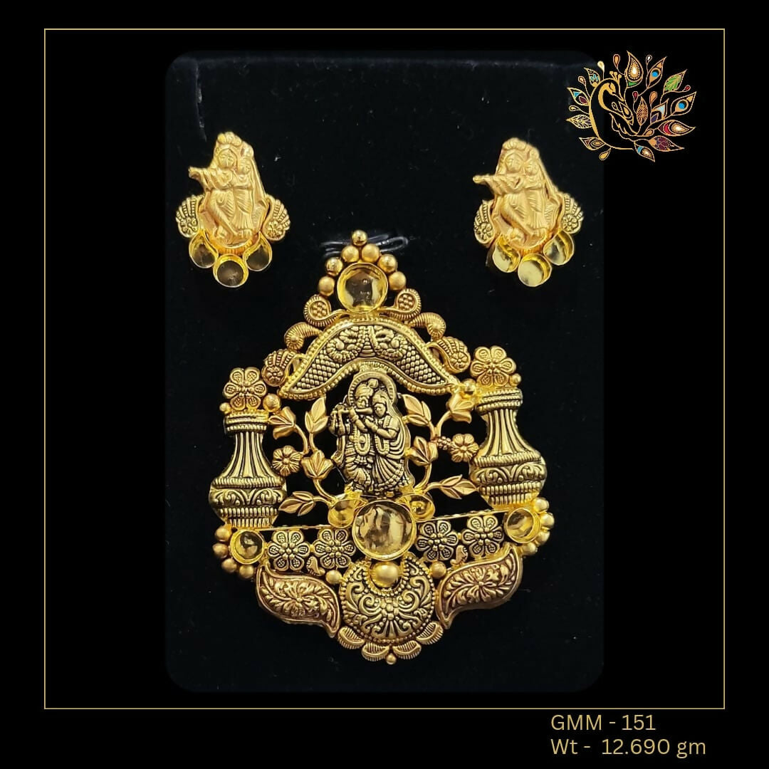 22kt Antique Ghat Pendant set Sarafa Bazar India