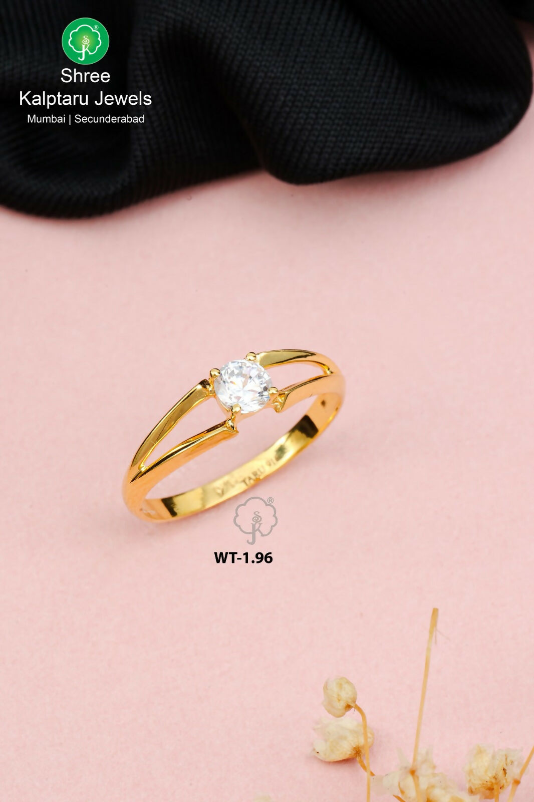 22kt Solitaire Ladies Ring Sarafa Bazar India