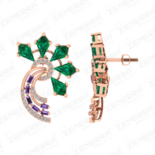 Elegant 14K Rose Gold Diamond Dual Colorstone Pendant set Sarafa Bazar India