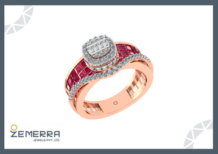 Romantic 14K Rose Gold Diamond Ring Sarafa Bazar India