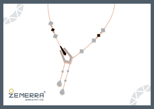 Delicate Lariat 14K Rose Gold Diamond Pendant For Women Sarafa Bazar India