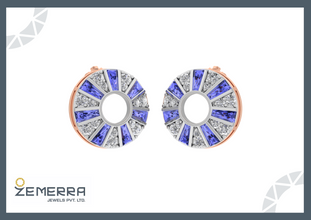 14K Rose Gold Diamond Circle Stud Earring For Her