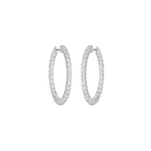 14K White Gold Round Cut Hoop Diamond Earrings Sarafa Bazar India