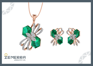 Hot Selling 14K Rose Gold Diamond Stylish Pendant set Sarafa Bazar India