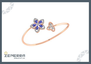 Premium 14KT Rose Gold Diamond Floral Bracelets Sarafa Bazar India