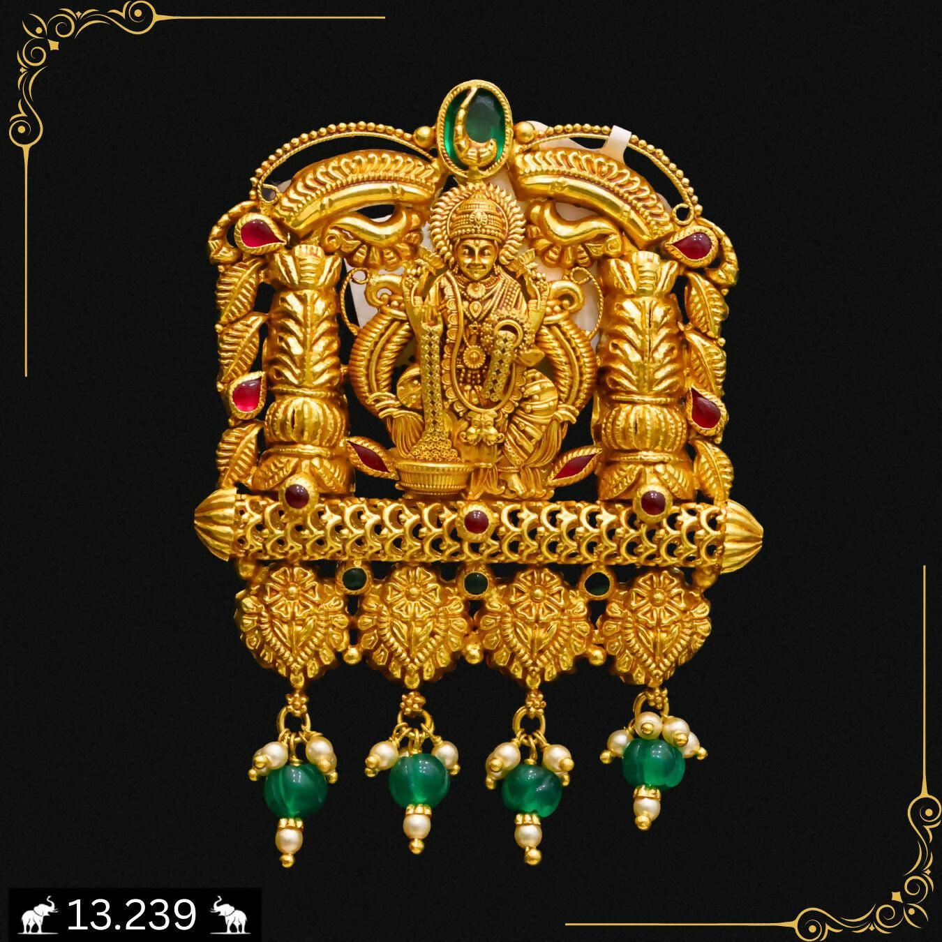Antique Temple Pendant Set Sarafa Bazar India