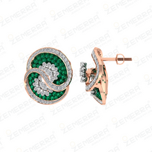 14K Gold Diamond Round dual swirl design Pendant Set Sarafa Bazar India