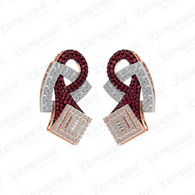 14K Gold Diamond Earring With Red Gemstone Sarafa Bazar India