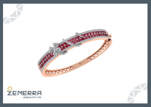 14K Rose Gold Diamond Ruby Bangle Bracelet Sarafa Bazar India