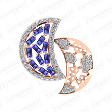 Unique 14K Gold Diamond Crescent Overlap Statement Ring Sarafa Bazar India