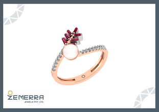 14K Gold Diamond Rings With Red Stone Sarafa Bazar India