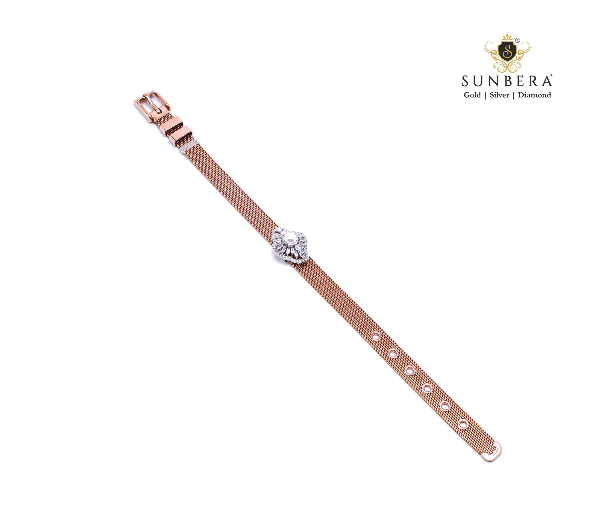 925 Silver Rose Gold Ladies Bracelet Sarafa Bazar India