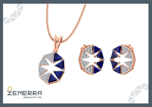 Hot Selling 14K Rose Gold Diamond Pendant Set For Women Sarafa Bazar India