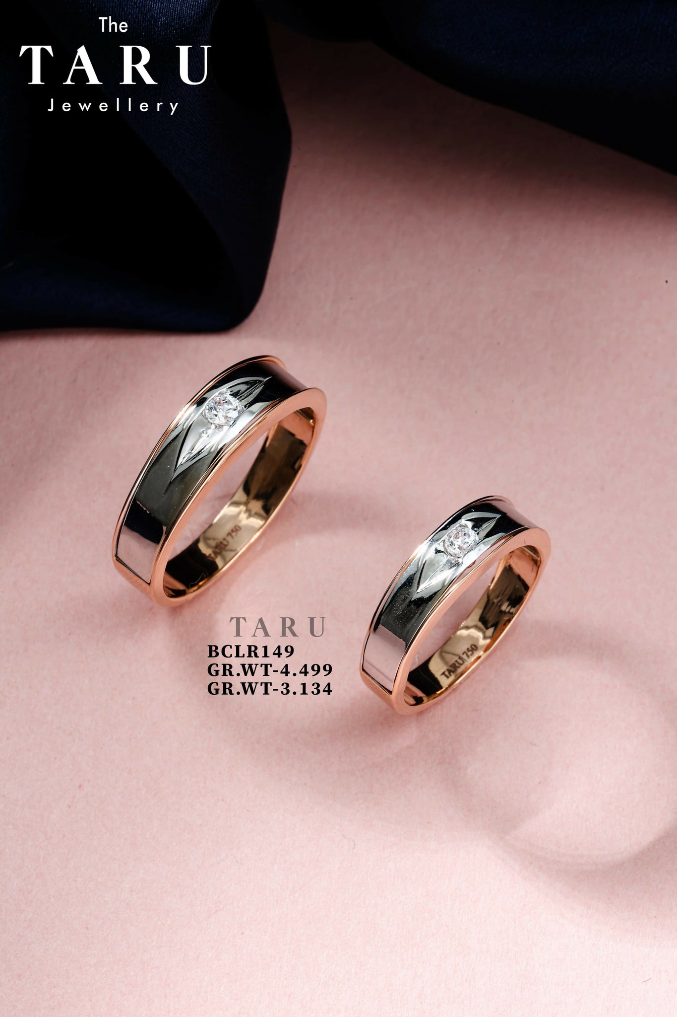 18kt Rose Gold Couple Band Sarafa Bazar India