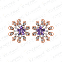 14k Rose Gold Diamond Floral Design Pendant Set Sarafa Bazar India