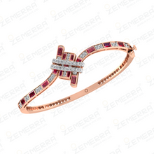 Classic 14k Rose Gold Diamond Hinged Bangle Bracelet Sarafa Bazar India