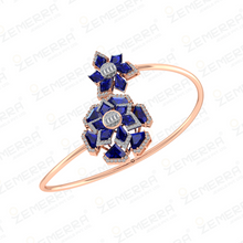 Dizzling Diamond Floral Bracelets With GemStone in 14K Gold Sarafa Bazar India