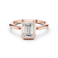 Emerald Cut Lab Grown Diamond Women's Ring 9Kt Rose Gold LR-70 Sarafa Bazar India