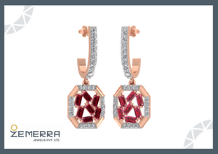 Radiant 14K Rose Gold Diamond Ruby Baguette Bali Sarafa Bazar India