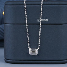 14K White Gold Emerald Bezel Set Diamond Pendant Sarafa Bazar India