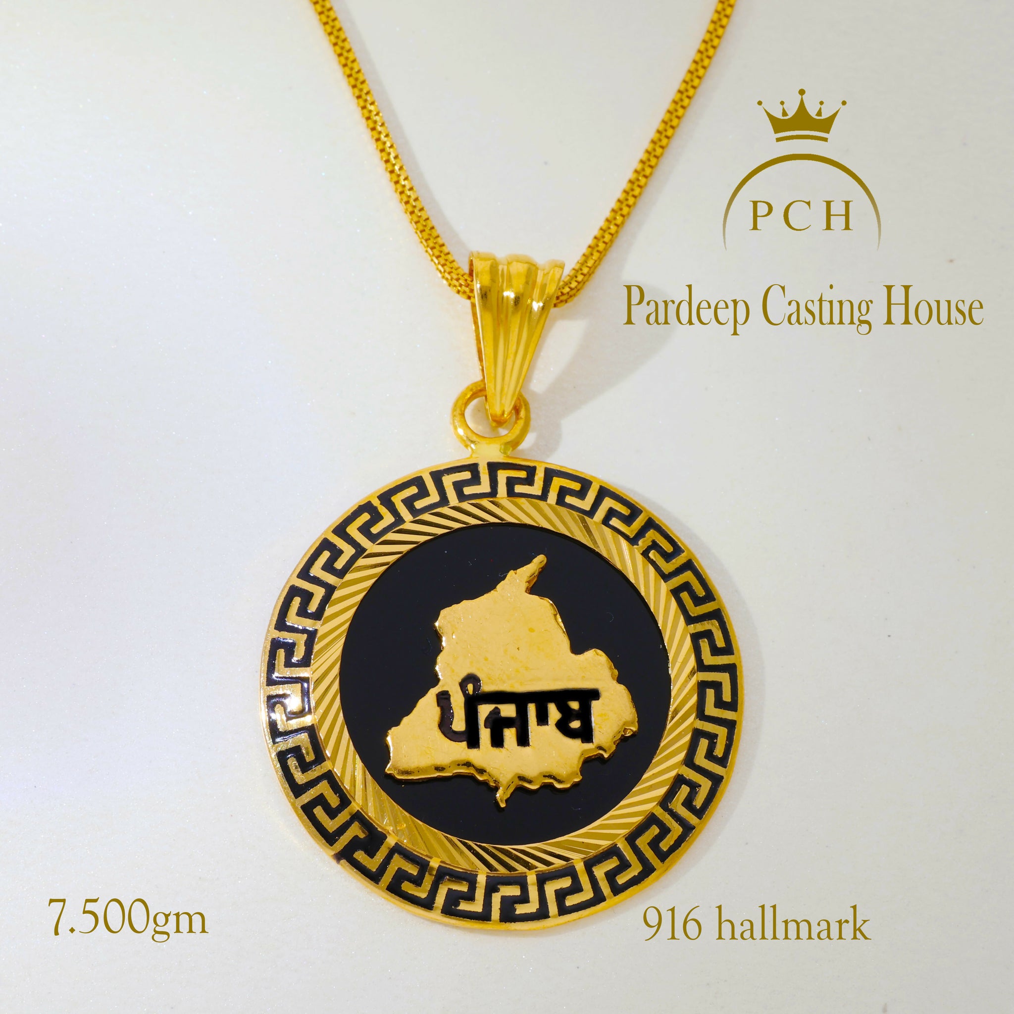 Black Plate Punjab Gents Gold Pendant Sarafa Bazar India